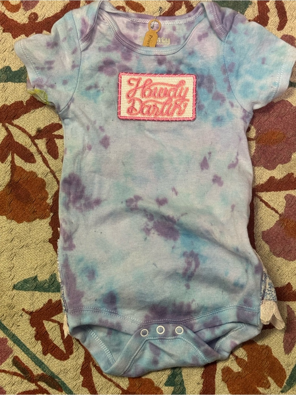 Howdy Darlin' Tie-Dye Baby One-Piece Bodysuit - Purple/Blue